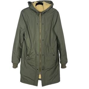 Alpha Industries Mens M Olive Green M-47 Pile Liner Long Jacket Reversible Hood